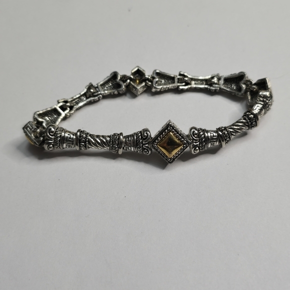 Vintage 90s Chunky Mixed Metals Silver and Gold Magnetic Bracelet - Picture 2 of 5